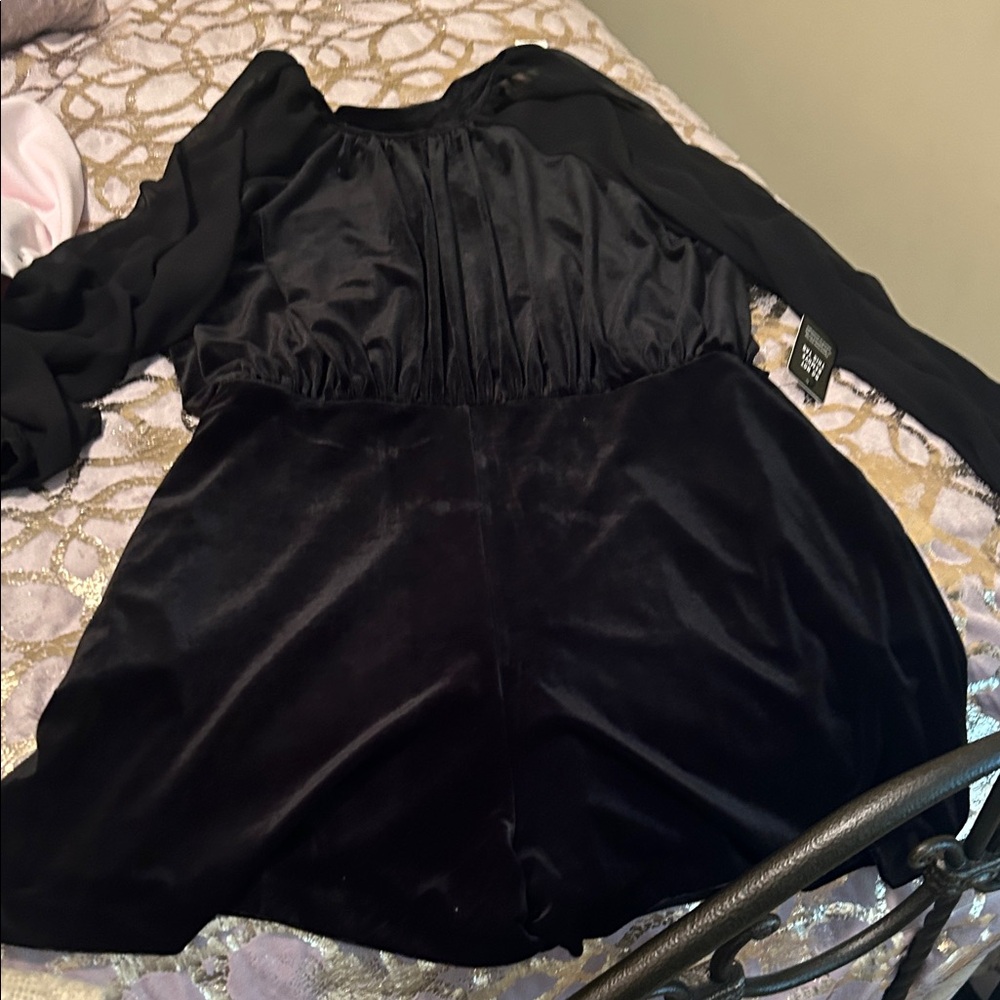 Express Black Velvet Romper